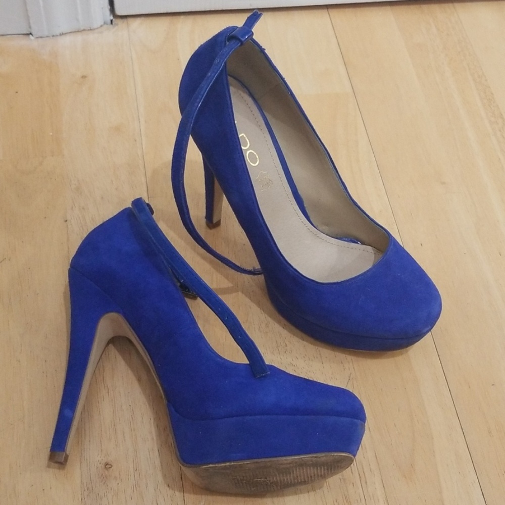 Aldo blue suede ankle strap pumps 38